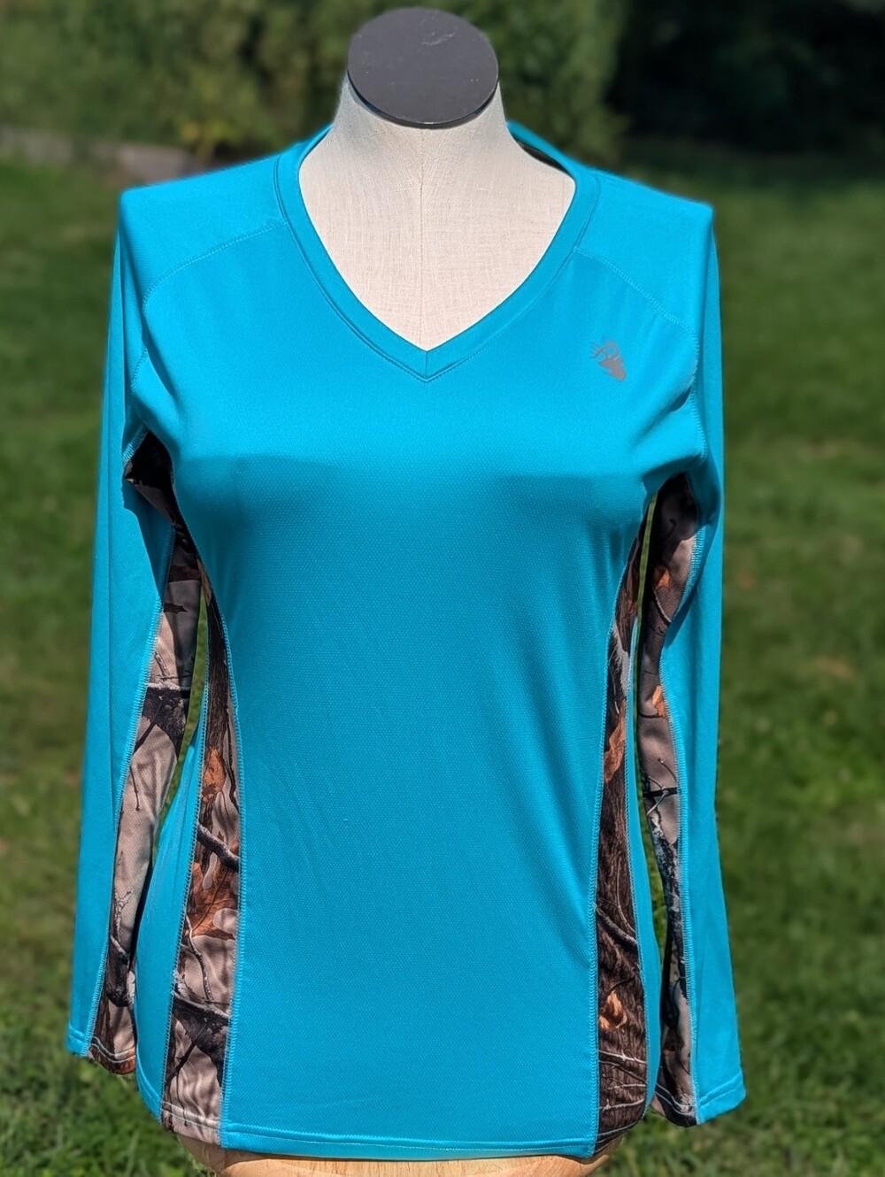 Legendary Whitetails Turquoise Long-Sleeve V-Neck with Camo Panels